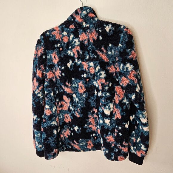 Northface Campshire Cozy Blue Peach Cream Abstract Floral Zip Fleece Jacket Med - Picture 7 of 9